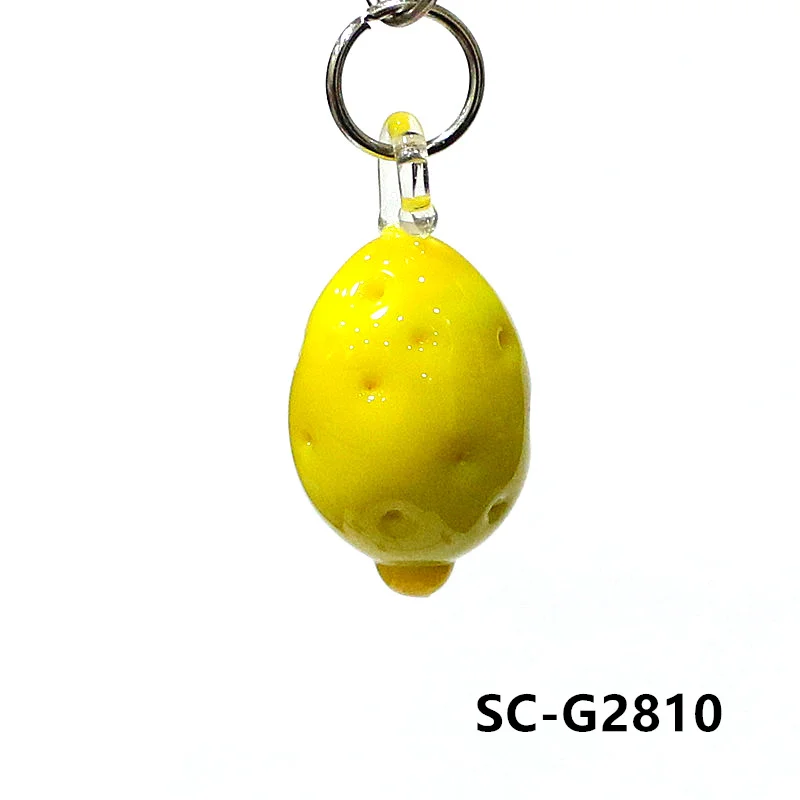 Glass Fruit Vegetable Charm Mini Apple Eggplant Peach Lemon Pumpkin Olive Corn Strawberry Tomato Garlic Pea Pod Scallion Pendant
