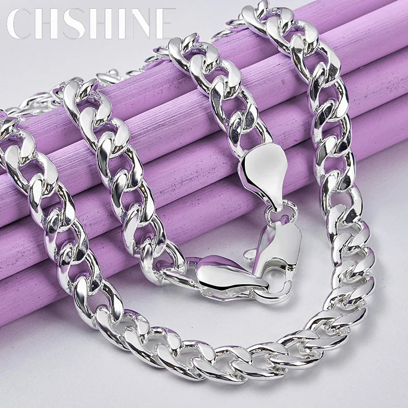 

CHSHINE 925 Sterling Silver Men 10mm Side Chain 20/22/24 Inch Necklace For Women Lady Wedding Engagement Fashion Charm Jewelry