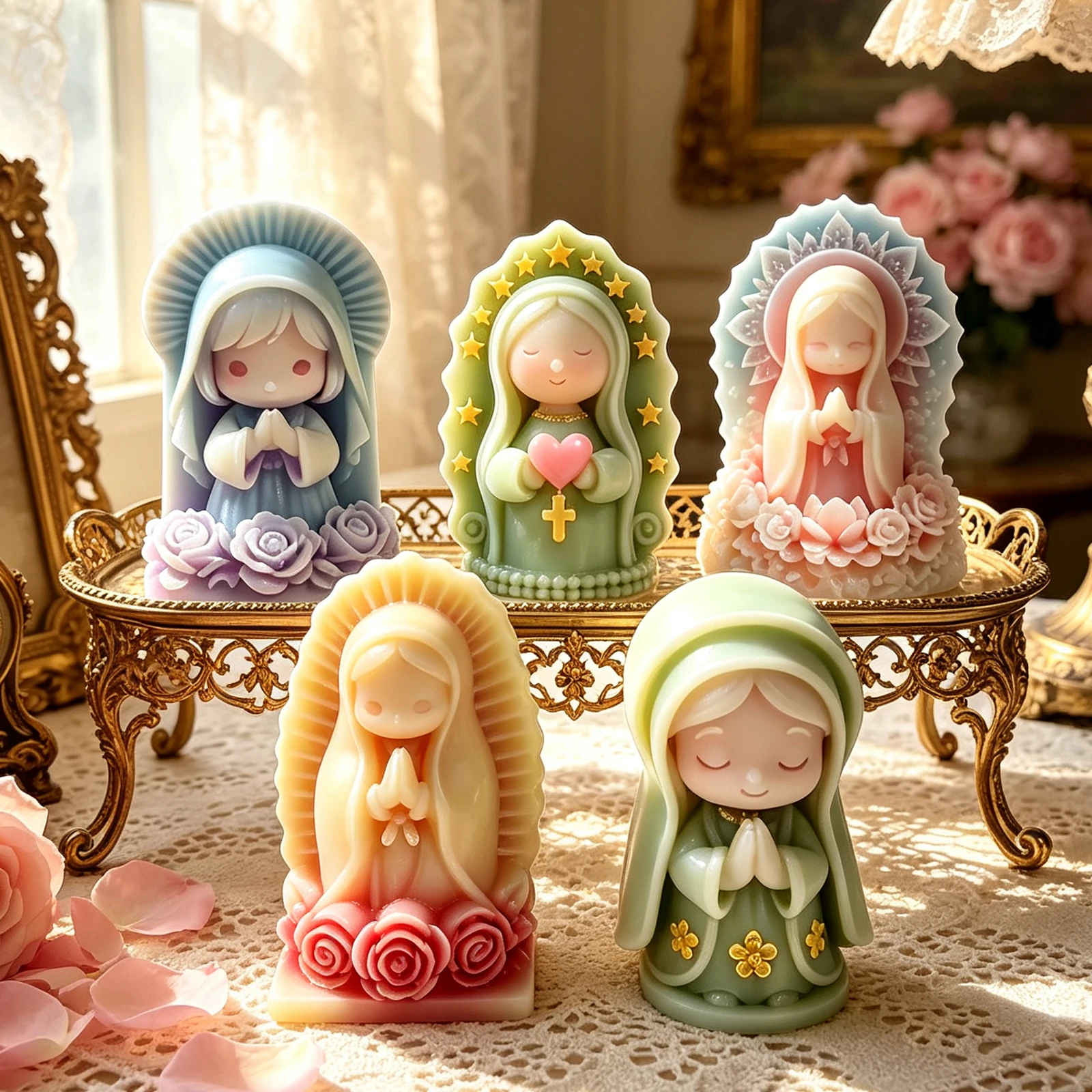 3D Praying Girl Silicone Candle Mold, Holy Girl Statue Cast Resin Mold, Home Decoration Mold