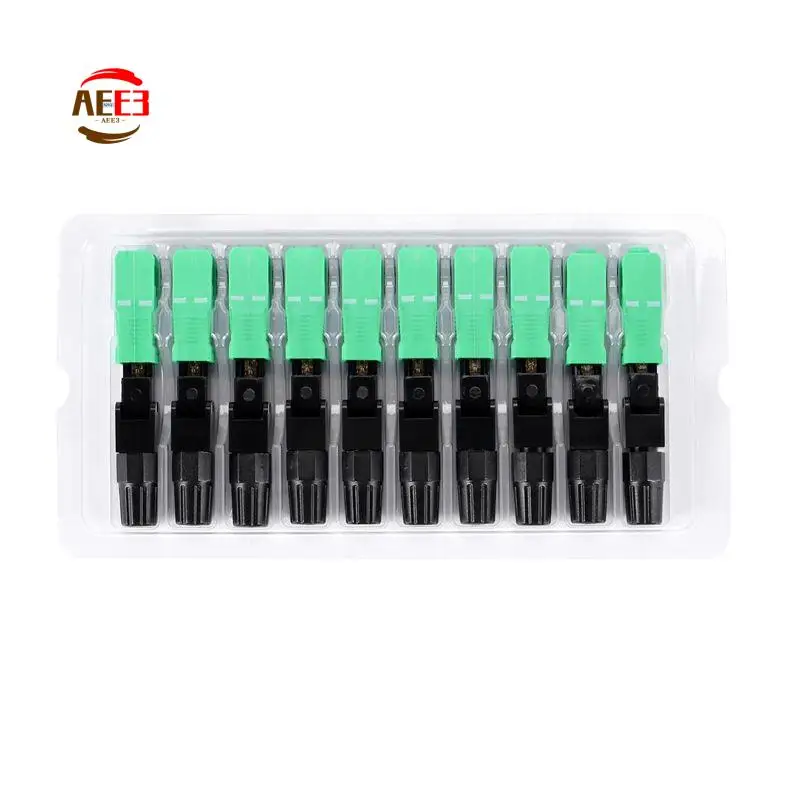AEE3-40Pcs Sc/Apc Fiber Optic Connector Embedded Single Mode Component Fiber Optic Quick Connector-Black + Green