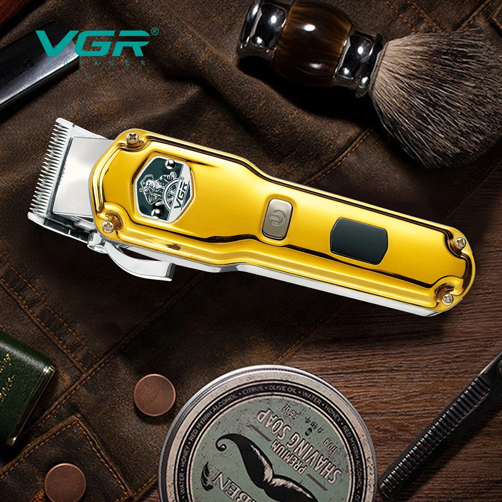 VGR-cortadora de pelo profesional recargable para hombres, máquina de afeitar para cortar el pelo, accesorios de barbero, máquina para cortar barba