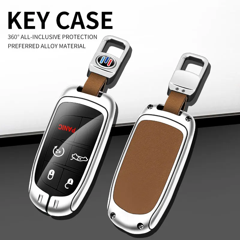 Suitable for Jeep Compass COMPASS car key case 2021 2020 2019 2017 SUV zinc alloy high-end leather car key case auto accessories view 3