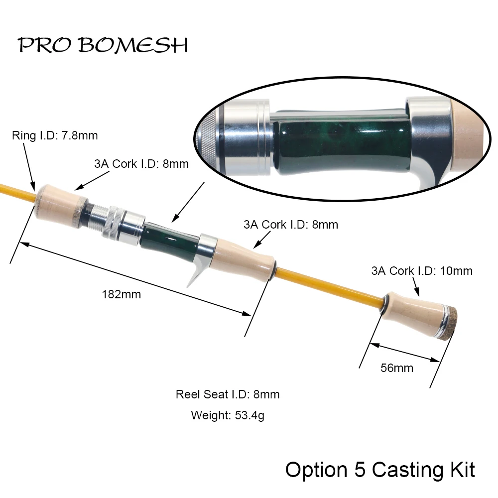 Pro Bomesh Holz Spinning Casting Reel Sitz Split 3A Kork Griff Kit DIY Forelle Angelrute Gebäude Komponente Reparatur Zubehör – Detail 19