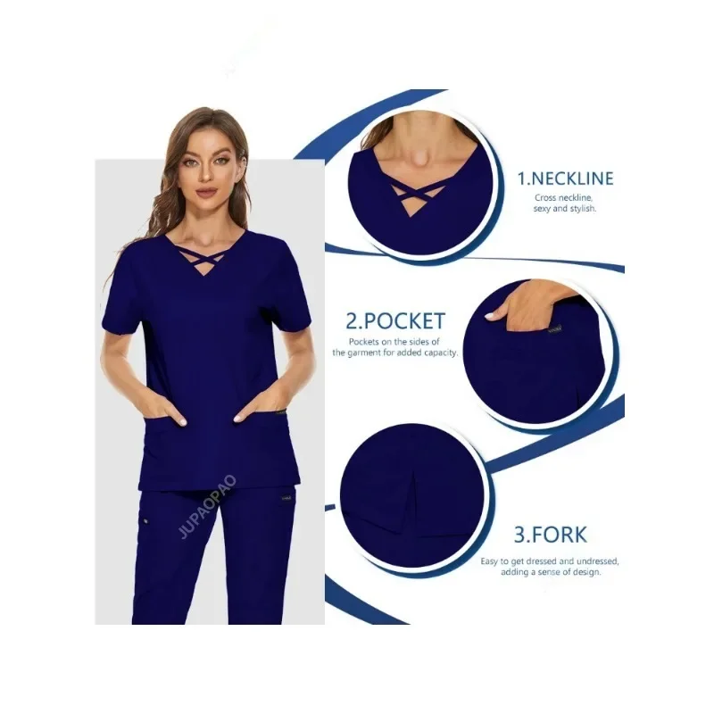 Slim Fit Medical Uniform Women Scrubs Sets Nurse Accessories Hospital Dental Clinical Workwear Clothing Surgical Overall Suits