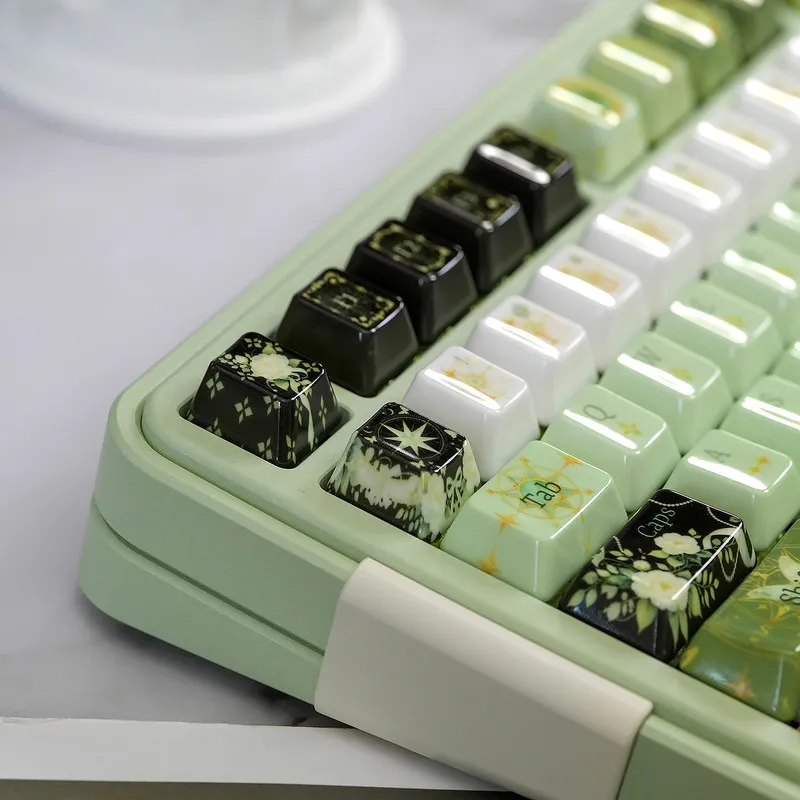 Night Astrology Ceramic Keycap 120-Key Green Thermal Sublimation Cherry Customized Mechanical Keyboard Keycap Magnetic Shaft Rog