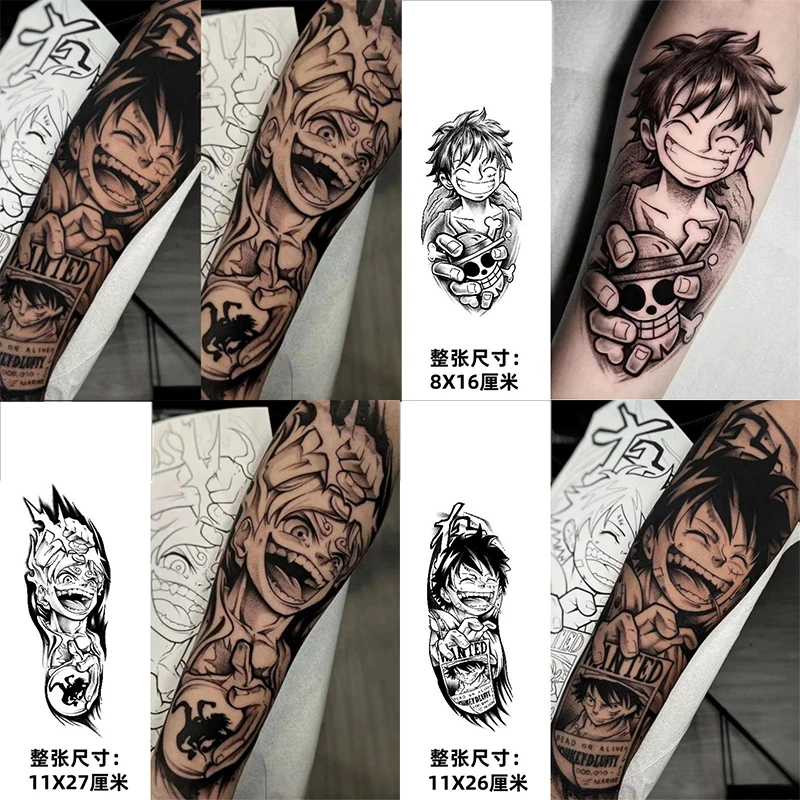 One Piece Luffy Tattoo Stickers Anime Herbal Water Transfer Stickers Adult Body Art Durable Non Fading Arm Fake Tattoo Toy Gifts