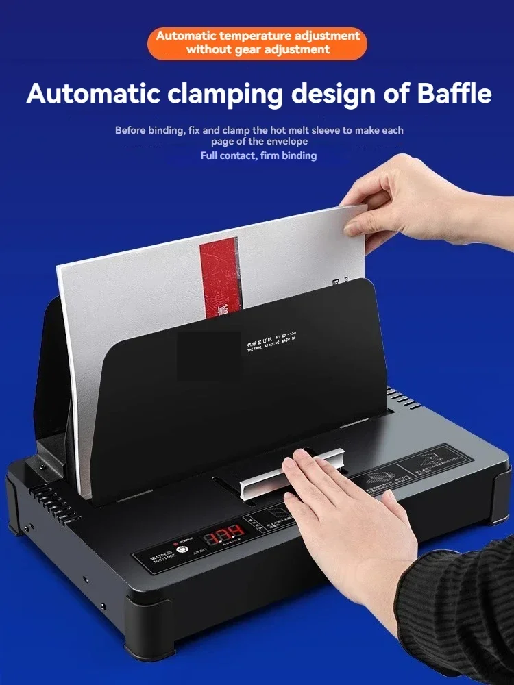 Hot-melt binding machine for bid documents, archives, and contracts; GD550 compact perfect binding machine.