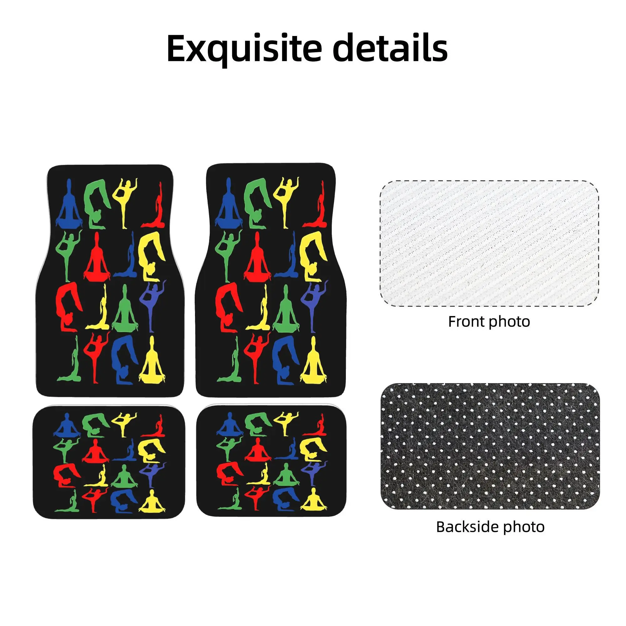 4pcs Set Of Fun Yoga-themed Car Floor Mats, Suitable Daily Commuting, Weekend Driving, And Family Road Trips.Designed To Match M