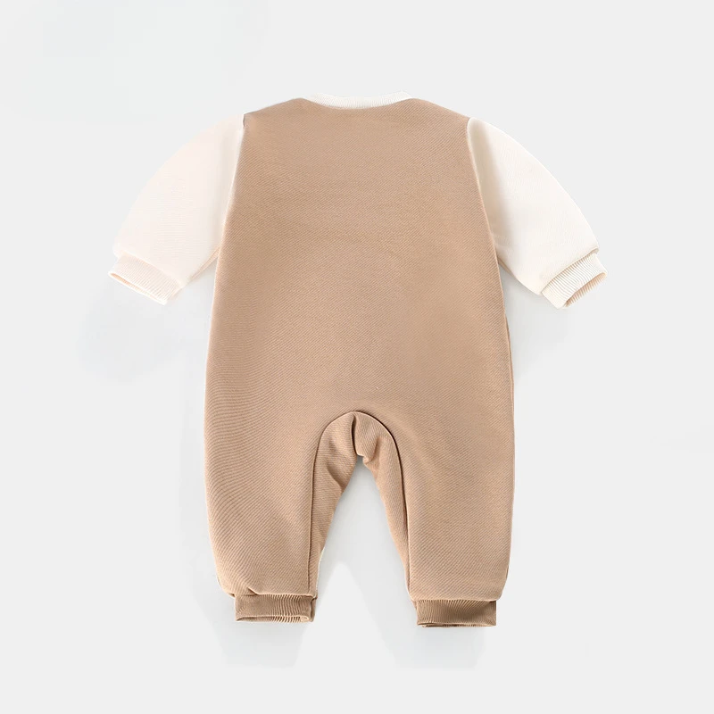 Winnie the Pooh Baby Boy Onesie Winter Thickened Warm Fake Two Piece Infant Romper Newborn 0-1 years Bodysuits Clothes - view 3