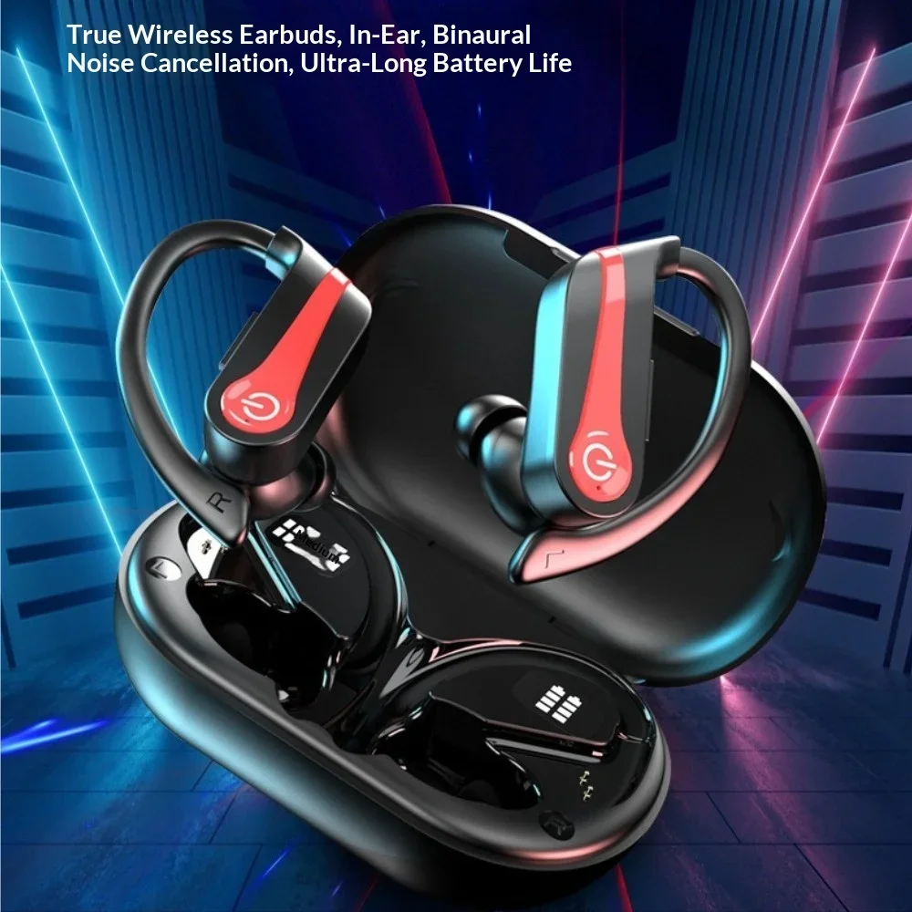 Wireless Bluetooth Earphones 2026 New Bluetooth 5.3 E-Sports Fitness IPX5 Waterproof ENC LED Display Ultra-Long Battery Life Com