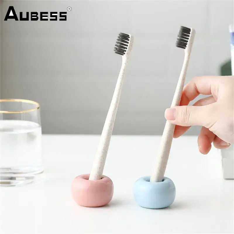 Ceramic Toothbrush Holder Durable Water Proof Fashion Toothbrush Holder Natural Environment Round Simple Toothbrush Holder Black