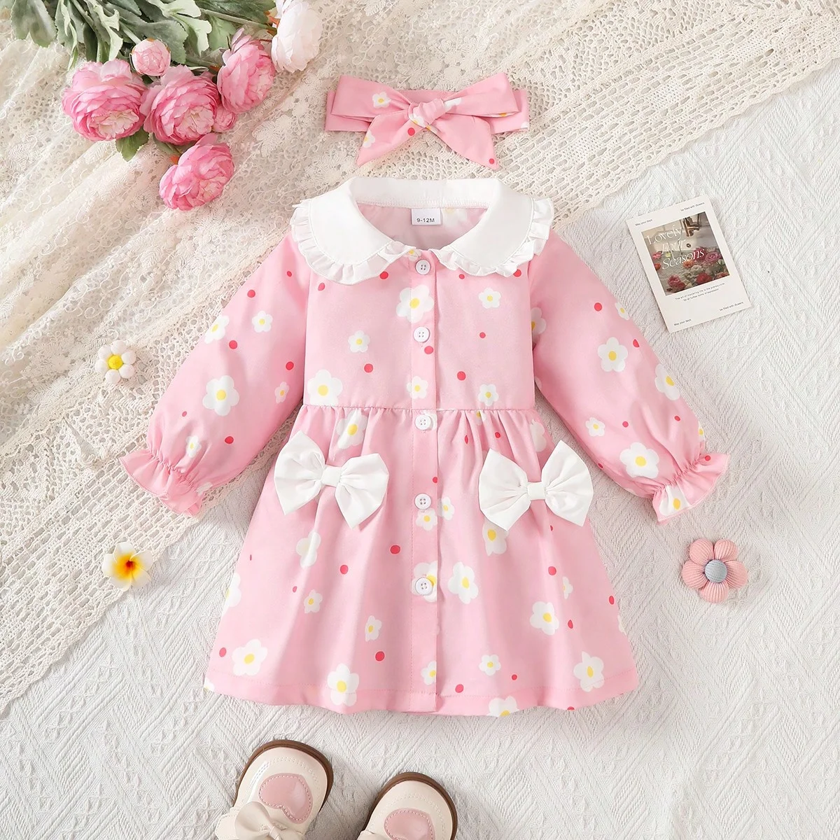 roupas-para-meninas-de-2-3-anos-vestido-com-estampa-floral-2-pecas-com-laco-e-faixa-de-cabelo-conjunto-de-roupas-de-princesa-doce-e-fofa-para-bebes