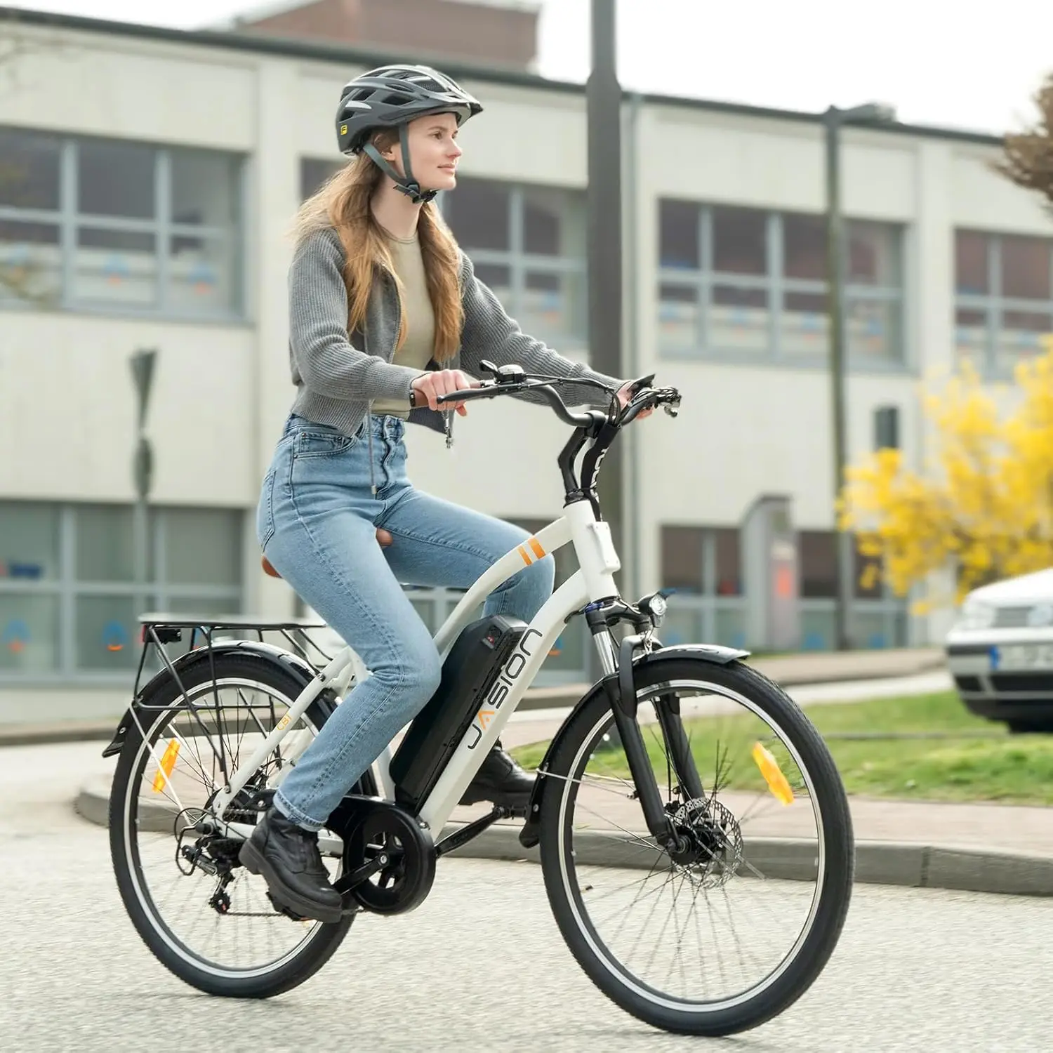 Jasion CB1 Electric Bike for Adults, 1000W Motor Peak Ebike, 450Wh Removeable Battery, 26'' City Cruiser Bicycle, 22 MPH Commute