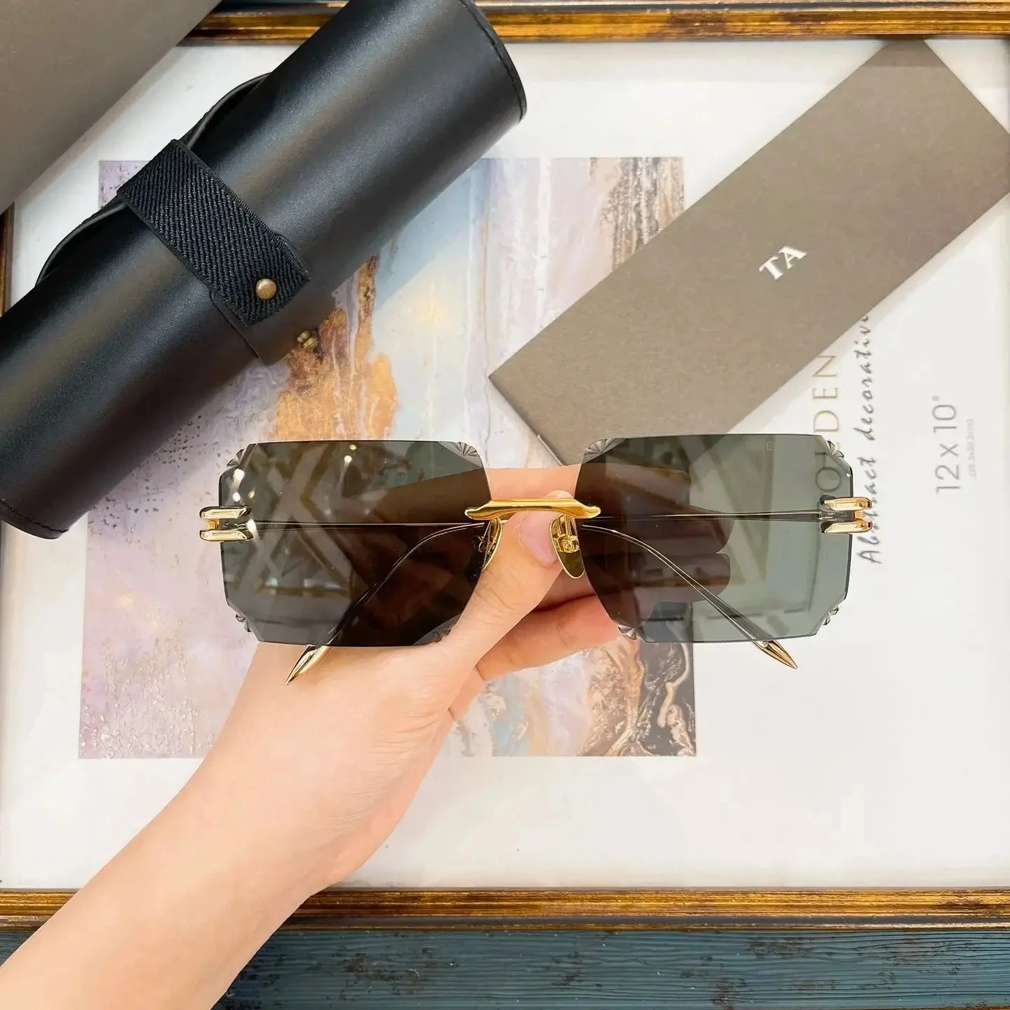 

New For DIYTA DT DTS155T Luxury Design Stylish Womens Sunglasses Rimless UV400 Driving Anti-Glare Men's Sun Glasses With Box