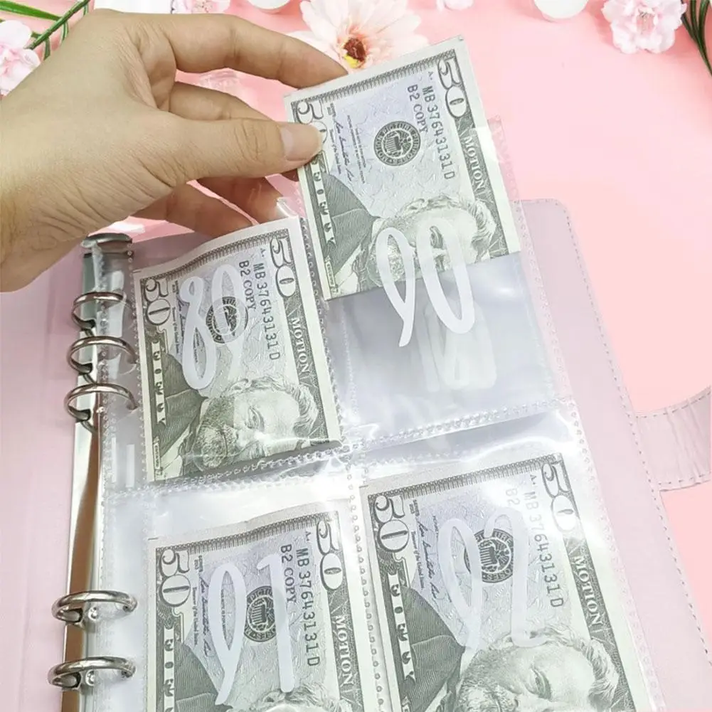 Carpeta de relleno de dinero con 100 ranuras, sobre con etiquetas, cuaderno de ahorro para pareja, Página de desafío suelta, sobre Challen J2E6, 100