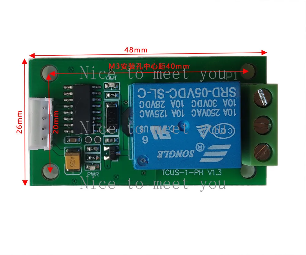 Wired USB serial port controlled relay module, one channel, overcurrent protection / command controlled switch / smart home
