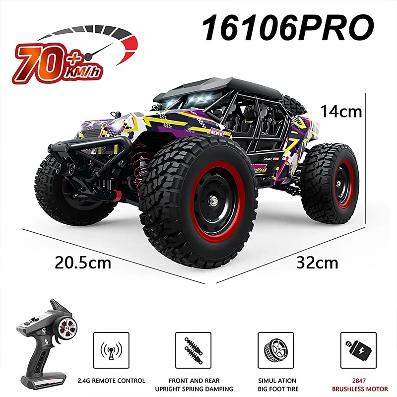 

SCY 16106 PRO RC Car 70KM/H 1/16 4WD Off-Road Drift Brushless Electric High Speed Remote Control Vehicle Children Toy Crawler