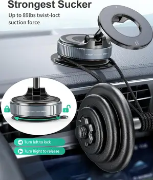 適用於 Magsafe 的真空吸盤磁吸手機支架,360° 可調式車用手機支架和可伸縮真空手機支架 8 最佳銷售 磁吸式車用支架 - №8