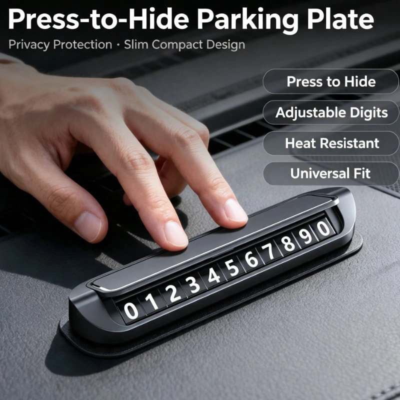 Car Temporary Parking Number Plate Hidden Phone Shelf Dashboard Accessories Privacy Protection Moving Card