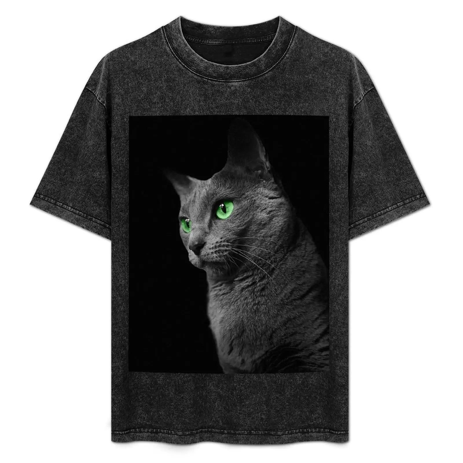 

Miss Green Eye. The beautiful Russian Blue. T-Shirt Classic Graphic Short Sleeve Top