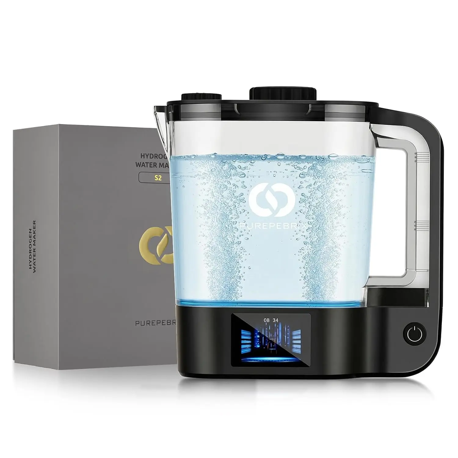 Desktop Hydrogen Water Pitcher 72oz Large Generator 3000 PPB SPE PEM Machine 9000mAh Wellness Gift Family Home Black