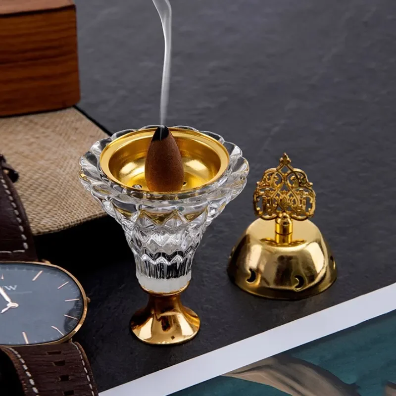 1 قطعة مبخرة كريستال اصطناعي مع غطاء الروائح الناشر الحرف المعدنية الأسرة اليوغا استوديو ديكور المنزل الحلي