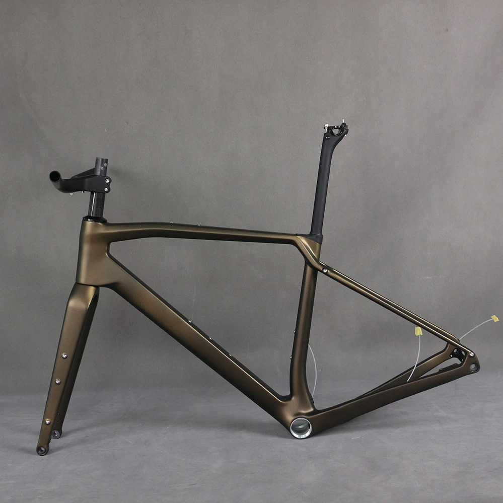 

YTYIN NEW Gravel Bike Frame Full Hidden Cable Flat Mount BIKE Carbon Frame Cyclocrossy Bicycle T47 Threaded 700*47C with HB002 G