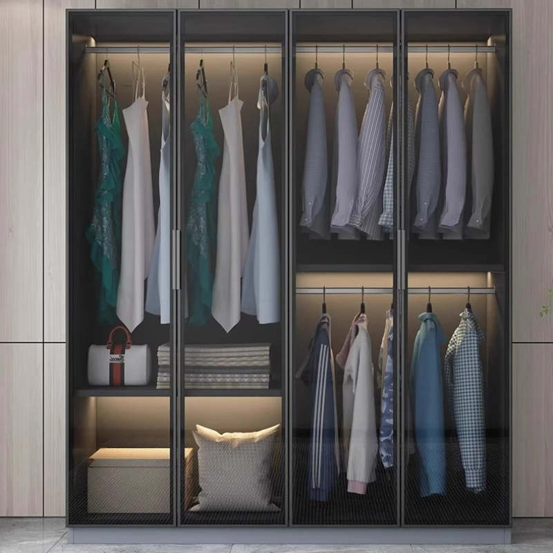 Wardrobe home bedroom modern minimalist glass door interior clothes closet Nordic Luxury armoires de vêtement bedroom furniture