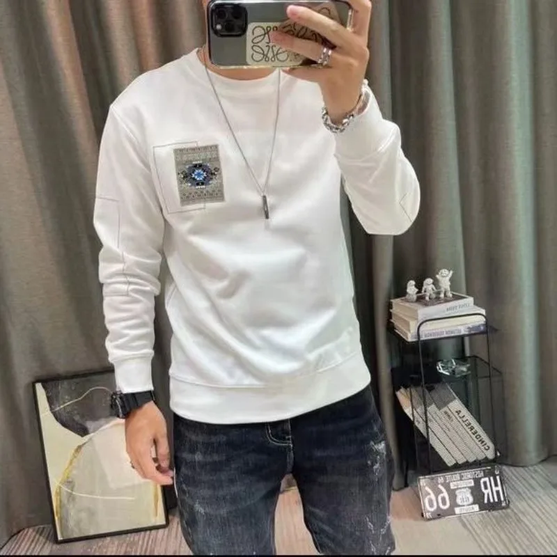 

Cotton Printing Soft Young Korean Style Male Sweatshirt Crewneck Warm Y2k Clothes Sweat Shirt Loose Men's Pullover No Brand Emo