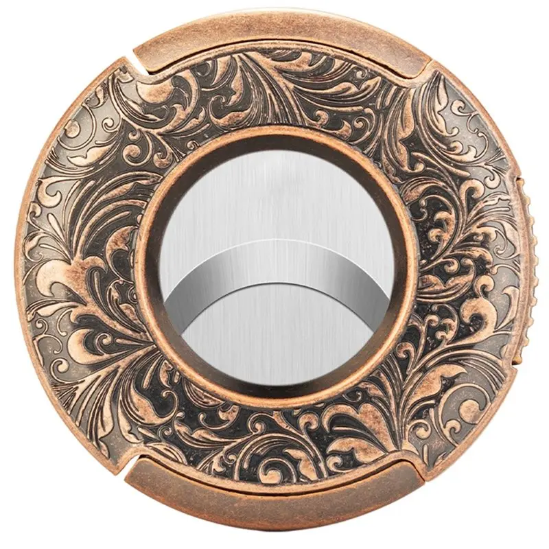 ABLN-Cigar Clipper-Guillotine Style Double Stainless Steel Blade Bronze Engraved Cigar Cutter C