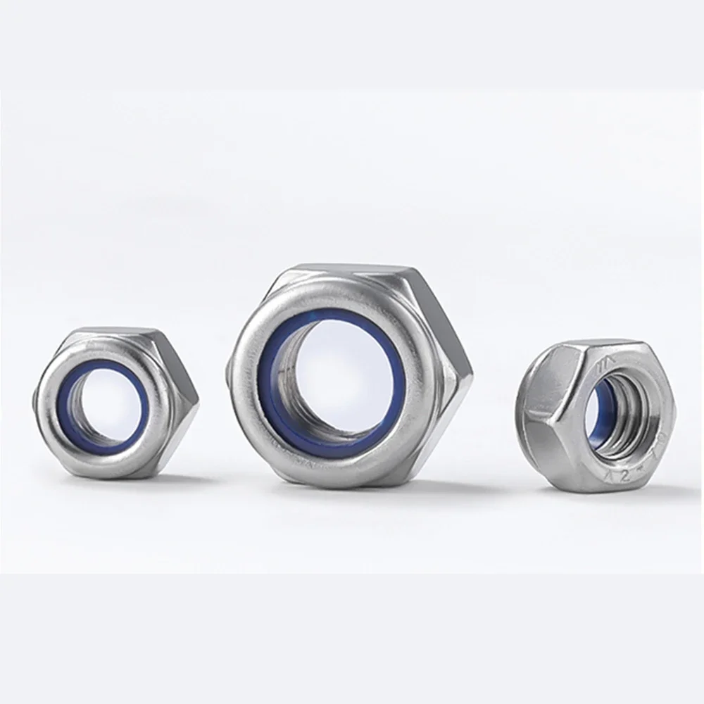 

M2 M2.5 M3 M4 M5 M6 M8 M10 M12-M30 304/316 Stainless Steel Hex Nylon Insert Self Lock Nuts Anti Vibration Hexagon Locknuts Nut