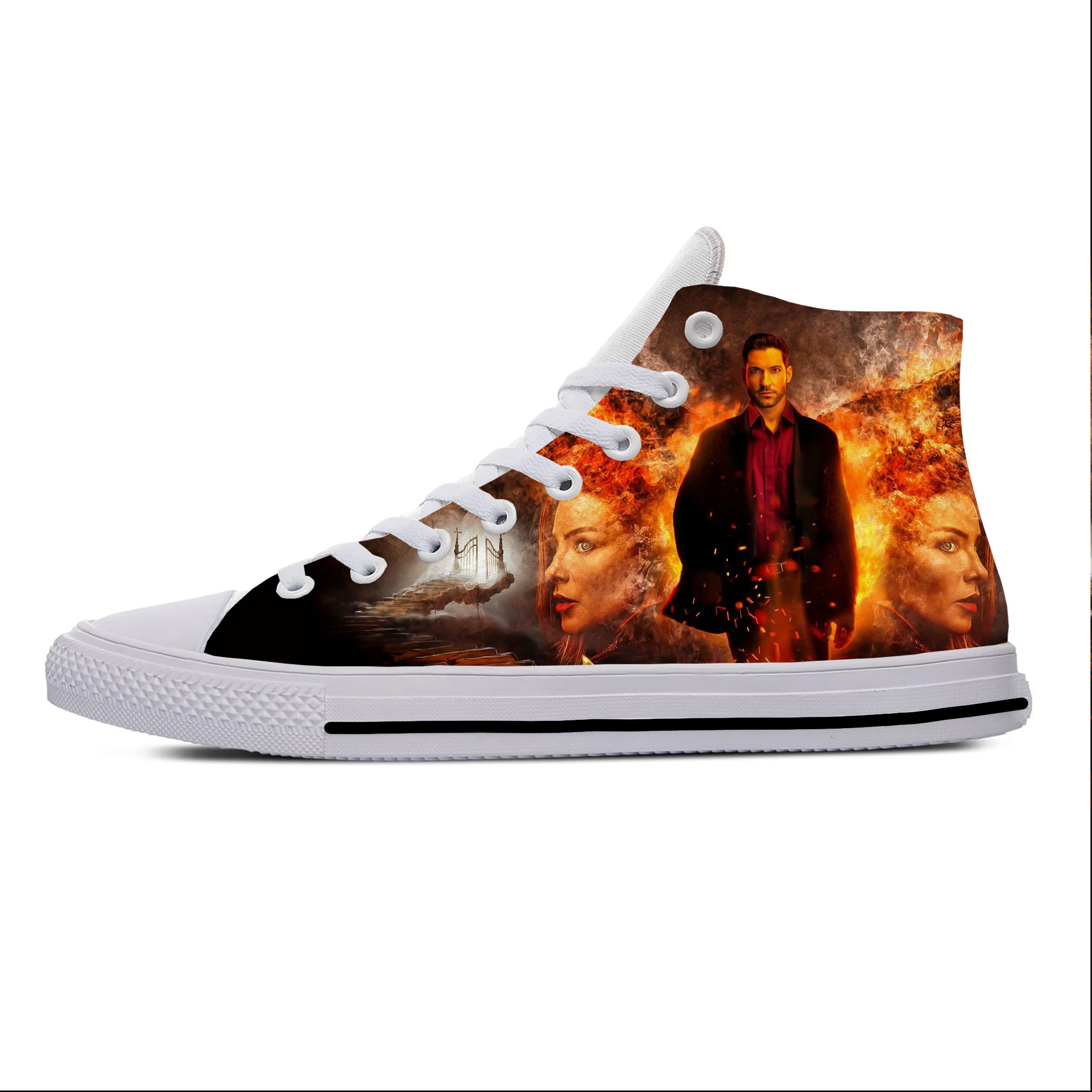 Devil Lucifer Anime Cartoon Manga Comic Fashion Casual Cloth Shoes High Top Lightweight Breathable 3D Print Men Women Sneakers