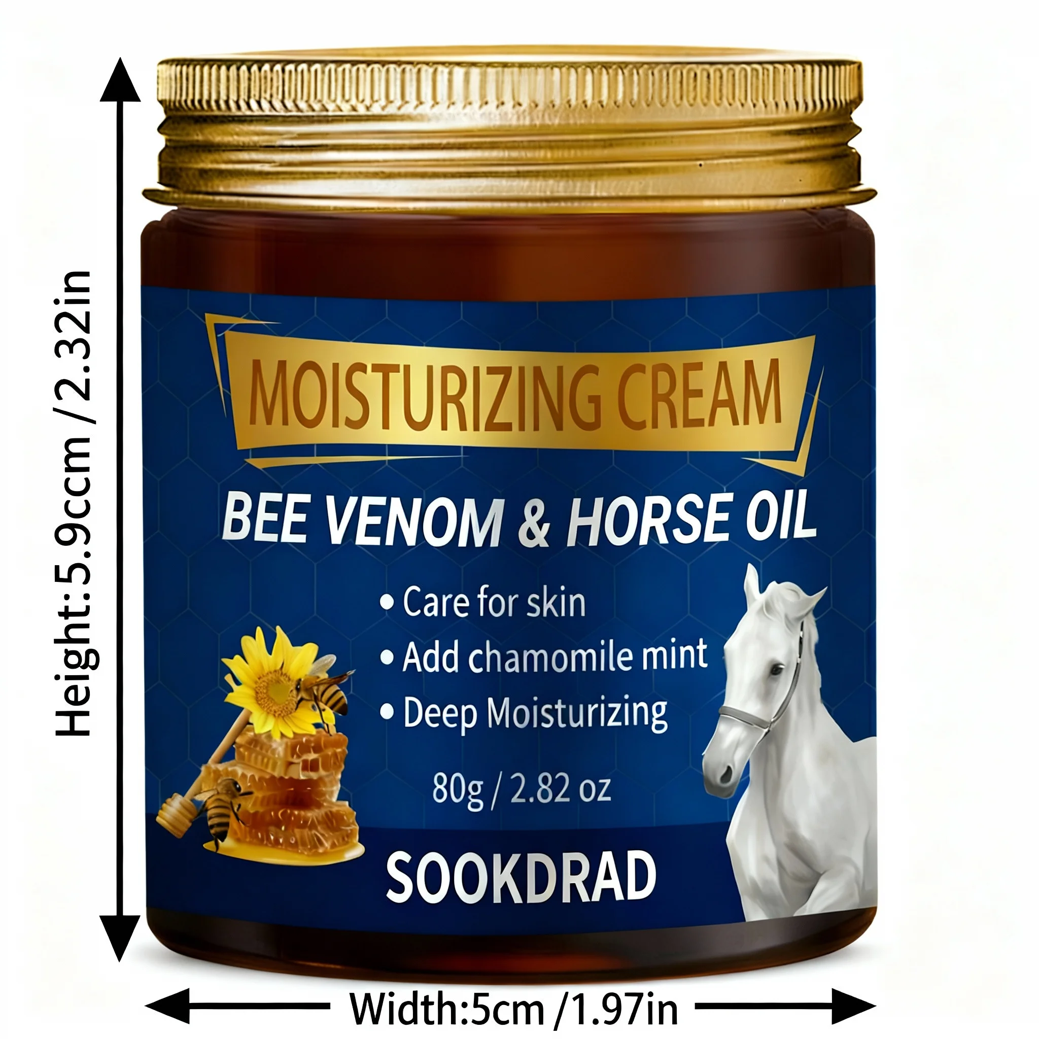 Bee Venom & Horse Oil Moisturizer, Chamomile Mint, Deep Hydration, Full Body, All Genders, 80g, Normal Skin, Daily Home Use