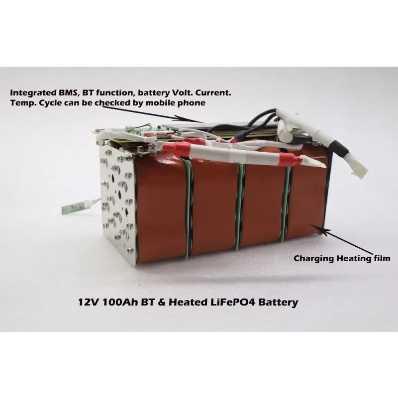 Self heating lithium iron phosphate 100Ah 12V battery can be used for RVs and ships