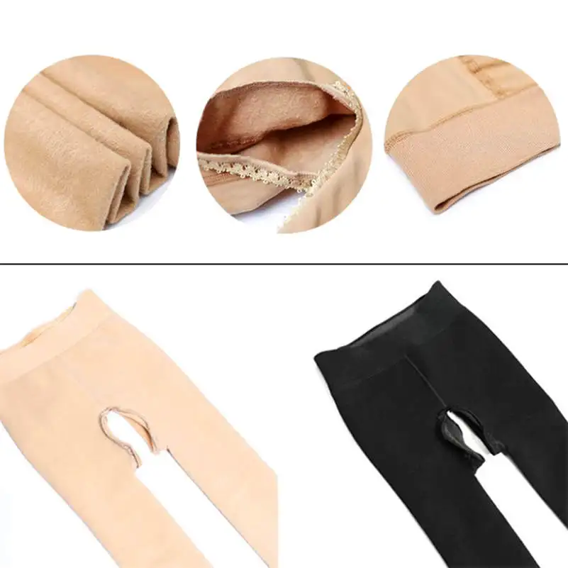 Womens Ladies Thick Winter Tights Warm Cotton  Open Crotch