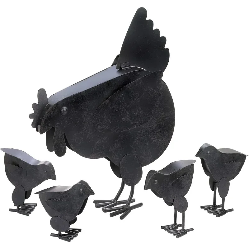 

Zingz & Thingz Galvanized Metal Collection Country Farmhouse Animal Garden Sculpture, 11.25x3.75x14.5, Hen with Chicks