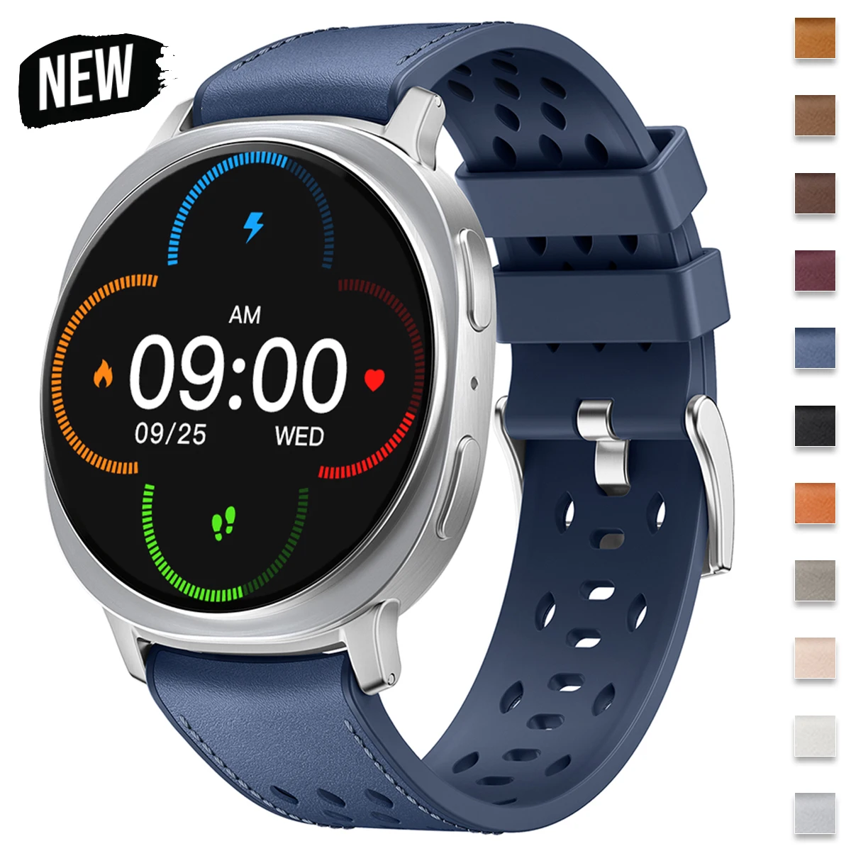 Silicone+Leather Watch Strap for Samsung Galaxy Watch 9 8 44 40mm Classic 46 Wrist Band Galaxy Ultra 2/2025/47mm No Gap Bracelet