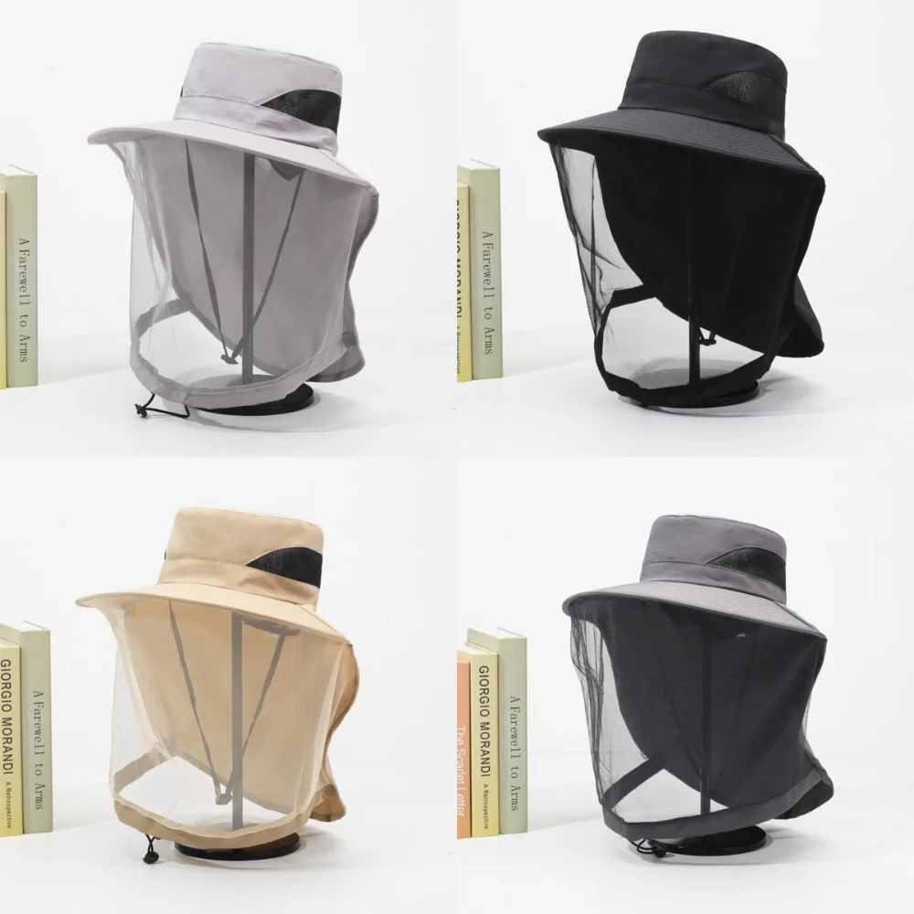 New Anti Mosquito Insect Bucket Hat Net Mesh Insect Proof Cap Anti Bee Fisherman Hat Men Women