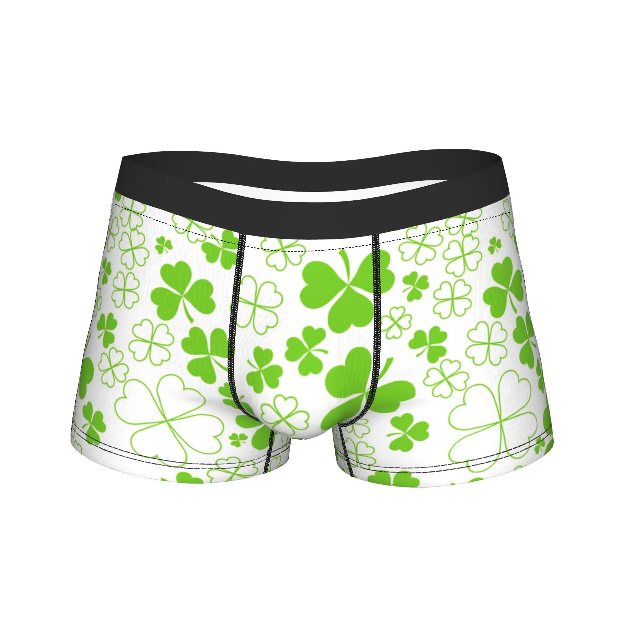 

St Patrick's Day Irish Shamrock Clover Man Underwear Boxer Briefs Shorts Panties Breathable Underpants for Male Plus Size