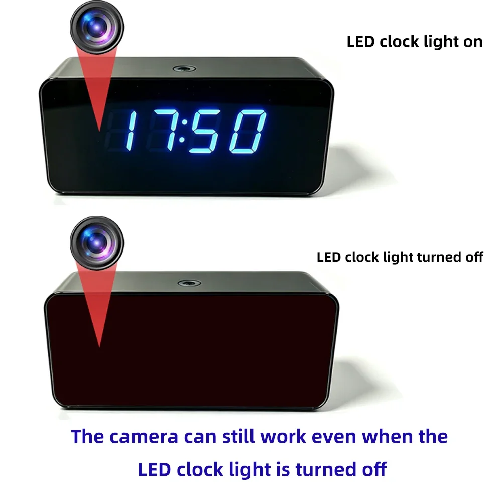 4K HD WiFi mini Clock Camera, Supports Remote Viewing, Motion Detection, 12 Infrared Night Vision Lights, Home mini 4K Camera view 3