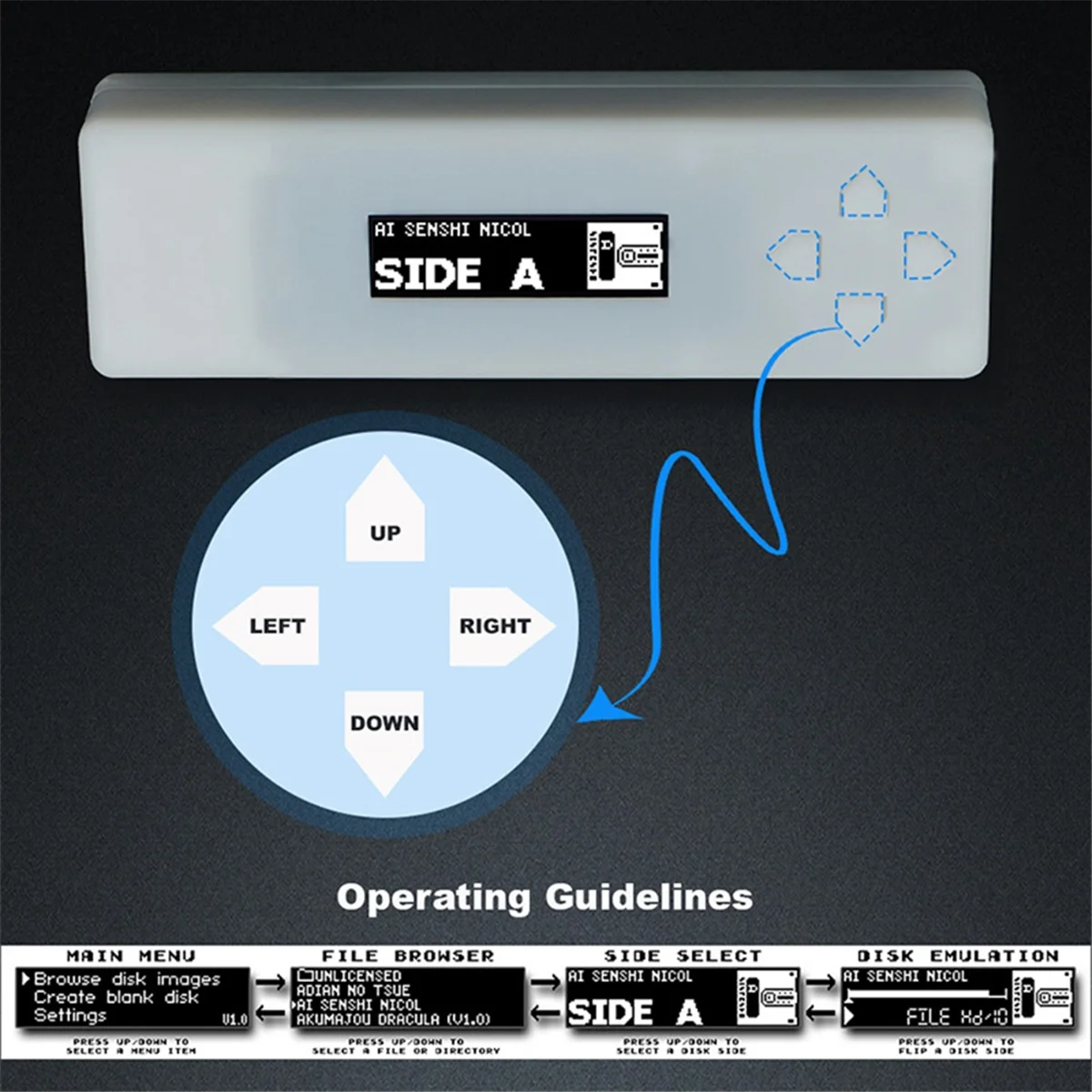 

For FDSkey Disk System Drive Emulator+Memory Card with OLED Display for AV FC Famicom Console White