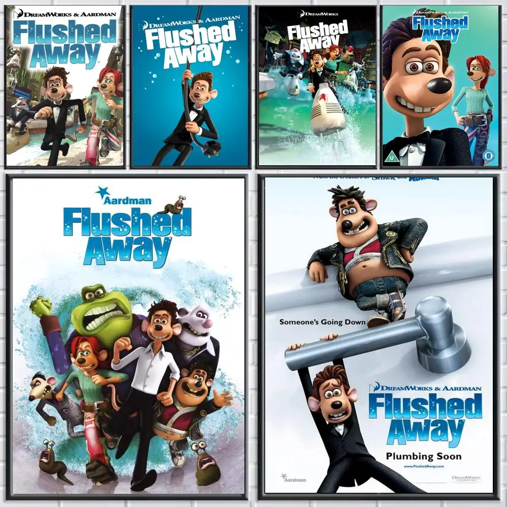 anime F-Flushed Away-Y Poster Peel and Stick Wall Art for Cafe Office Bar and Home Decoration