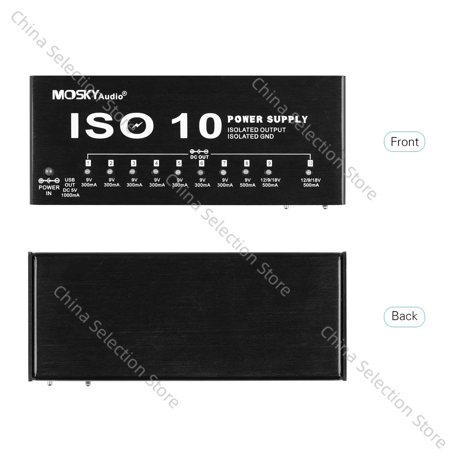 MOSKY ISO-10 POWER Guitar Effect Pedal Power Supply 10 Isolated DC Outputs/ 5V USB Output for 9V 12V 18V Guitar Accessories