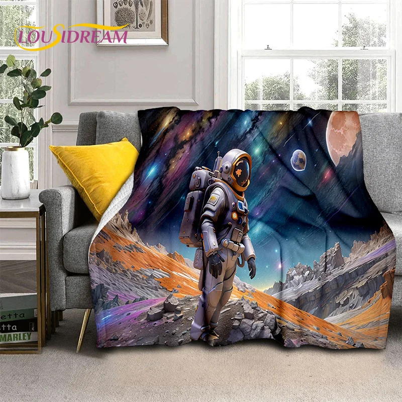 Astronaut Dream Universe Spaceman 3D Outer Space Cartoon Soft Blankets,Throw Blanket for Picnic Beds Home Bedroom Cover Kid Gift - Image 2