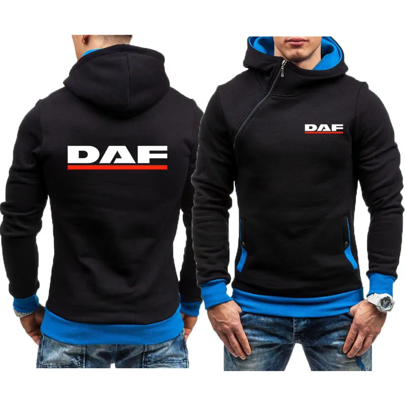 2024 Spring Autumn Truck DAF printing men's hoodie matching color Zipper Hoodies Men's Streetwear sweatshirt fleece pullover