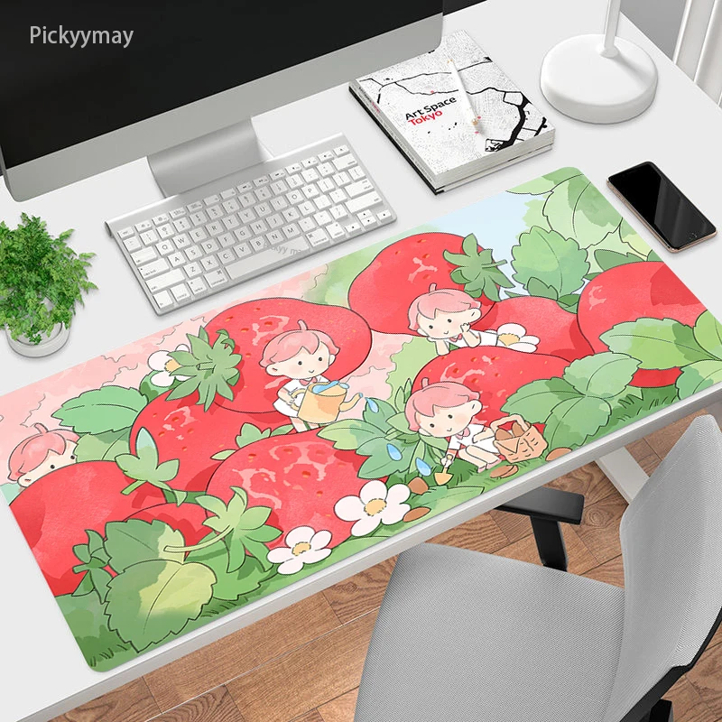 Kawaii – grand tapis de souris dessin animé plante verte, accessoires de jeu, joli tapis de souris Pc Gamer, clavier, tapis de bureau, tapis de Table souple