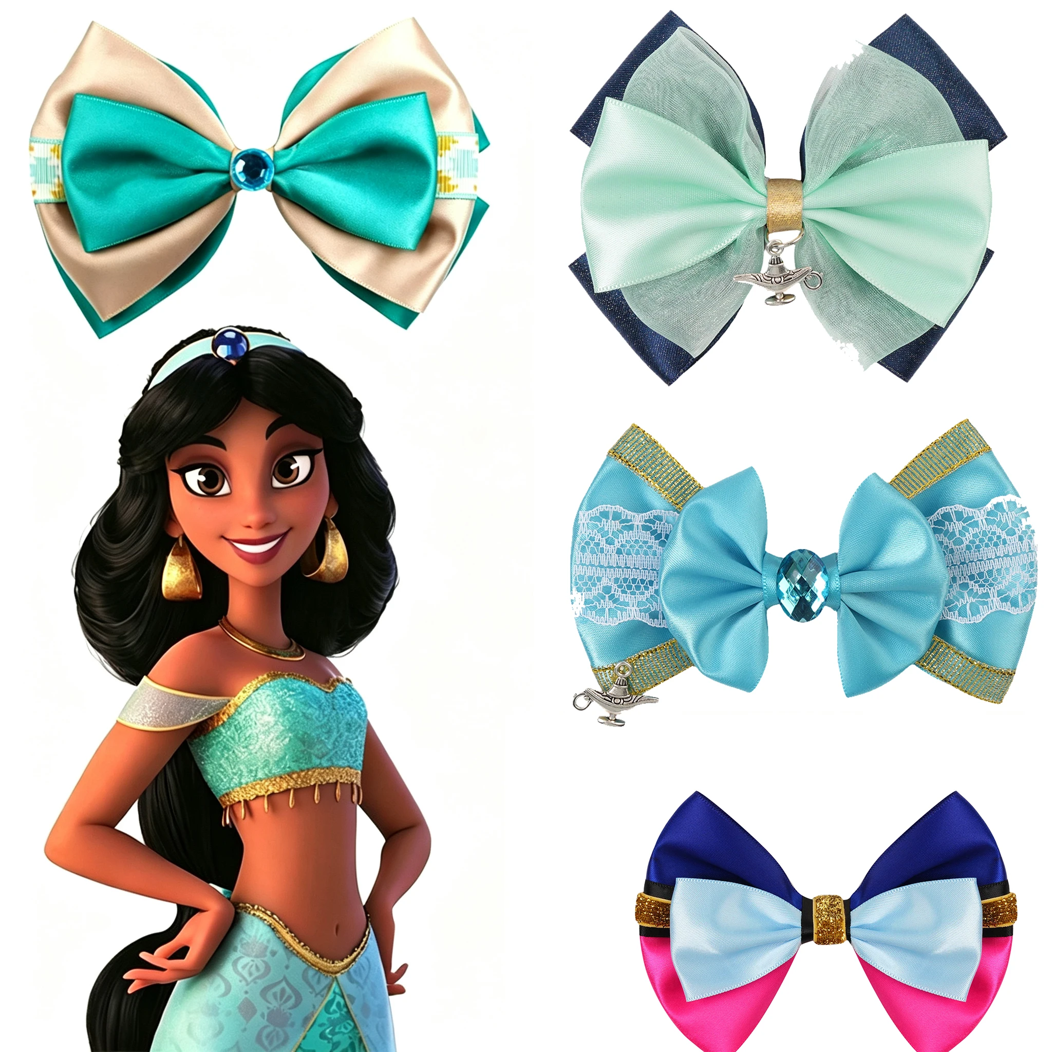 Bunte Cartoon Aladdin Haarschleifen-Clips für Frauen Festival Party Kopfschmuck Dekoration Mädchen Kinder DIY Haaraccessoires