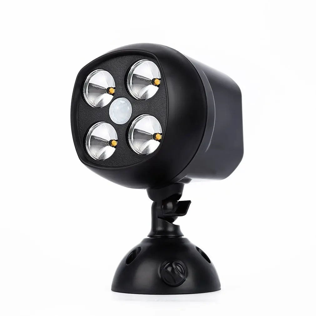 4LED Spotlight Motion Sensor Light 600Lumen Weatherproof LED Ultra Bright Outdoor Light 360 Degree Rotatable Auto Shut-off