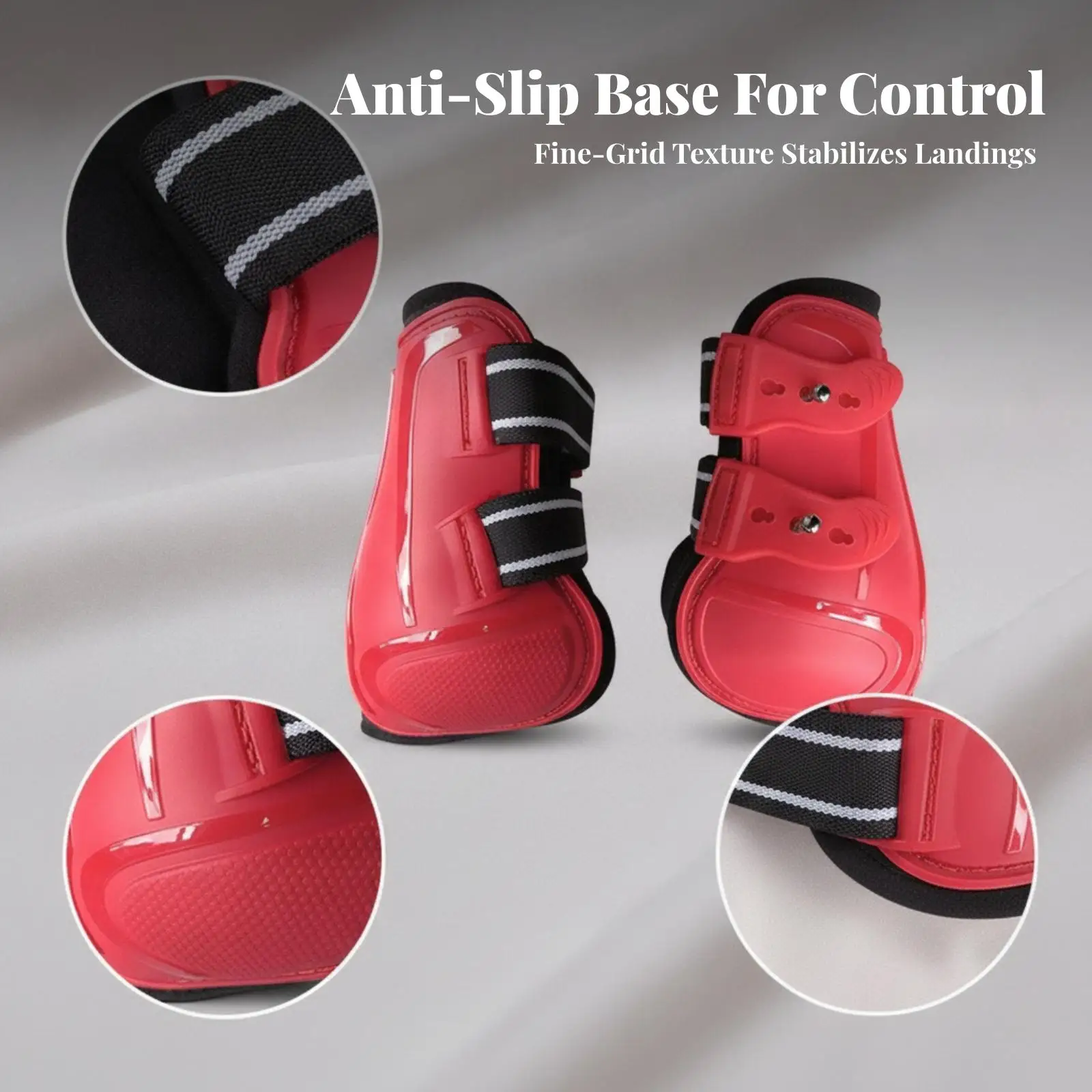 Horse Leg Protector Hind Boots for Equestrian Training with PU Shell and Neoprene Padding for Jumping Safety