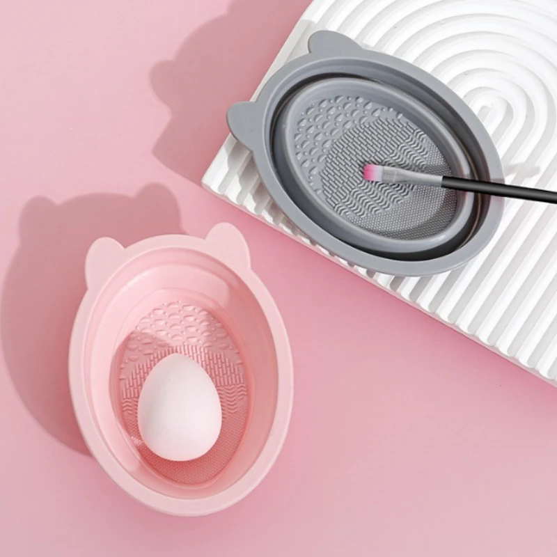 Limpador de pincel de maquiagem multiuso e ferramenta de lavagem de esponja - Conjunto de silicone para fácil limpeza de pincéis de base Liquidificadores de beleza